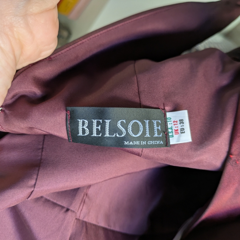 Belsoie Women's Burgundy Evening Maxi Dress - Size 10 - Picture 3 of 3